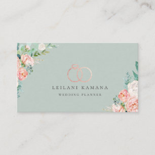 Carte De Visite Élégant Rose Gold Rings Floral