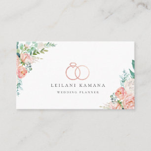 Carte De Visite Élégant Rose Gold Rings Floral