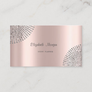 Carte De Visite Elégant Rose Gold, Simple, Dots