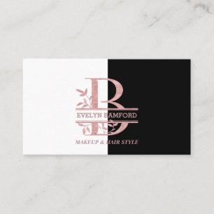 Carte De Visite Élégant Rose Gold Split Personnalisé Monogramme Le