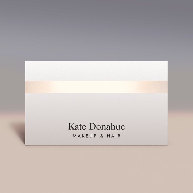 Carte De Visite Élégant Rose Gold Striped Moderne Style Taupe (Créateur téléchargé)