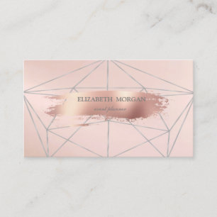 Carte De Visite Élégant Rose moderne Gold Brush Stroke, Géométriqu