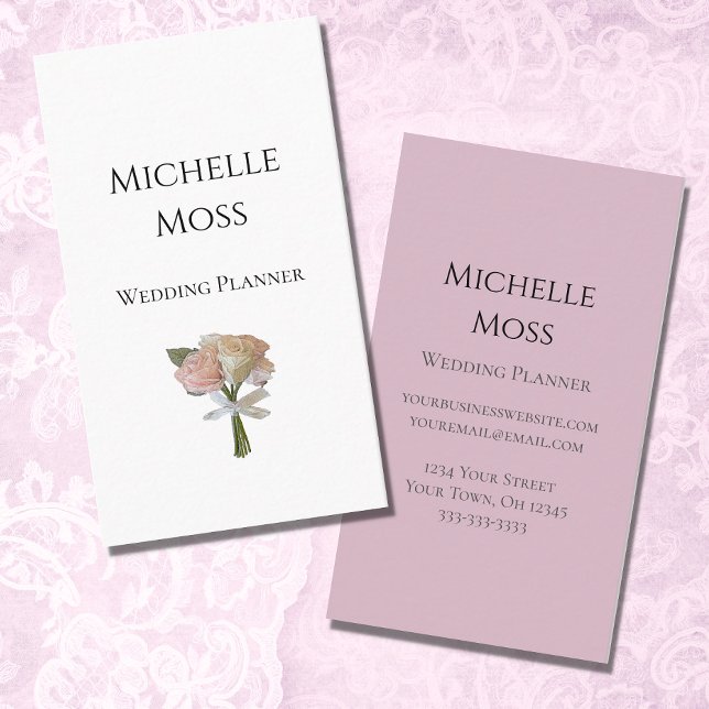 Carte De Visite Élégant Rose Moderne Wedding planner Floral (Créateur téléchargé)