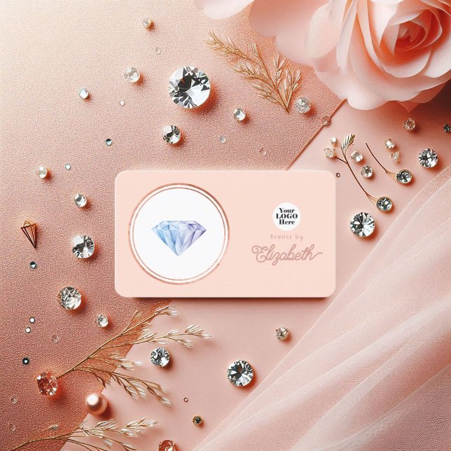 Carte De Visite Élégant Rose or et Wedding planner rose pâle (Elegant Rose Gold and Blush Pink Wedding Planner Business Card)