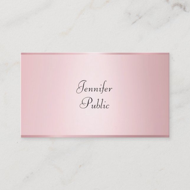 Carte De Visite Élégant Rose Or Moderne Calligraphié Professionnel (Devant)