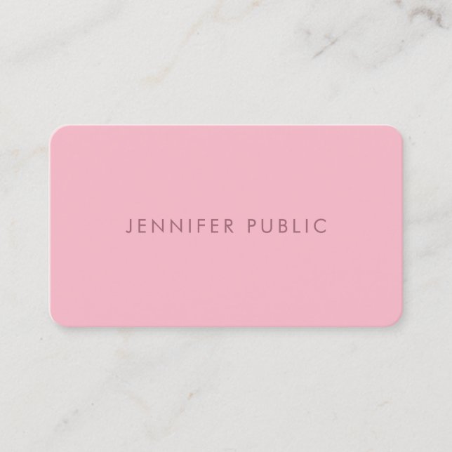 Carte De Visite Élégant rose pâle Modèle de design propre Joli hau (Devant)