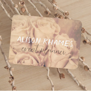 Carte De Visite élégant rose pâle roses organisateur d'événements 