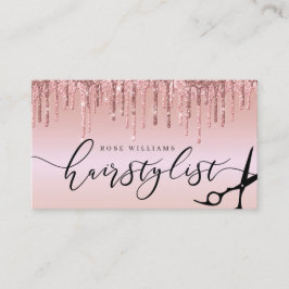 Carte De Visite Elégant rose parties scintillant en or ciseaux de 