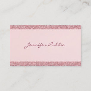 Carte De Visite Élégant Rose Parties scintillant Or Texte manuscri