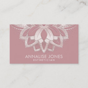 Carte De Visite Elégant Rose Pearl Gold Lotus Flower