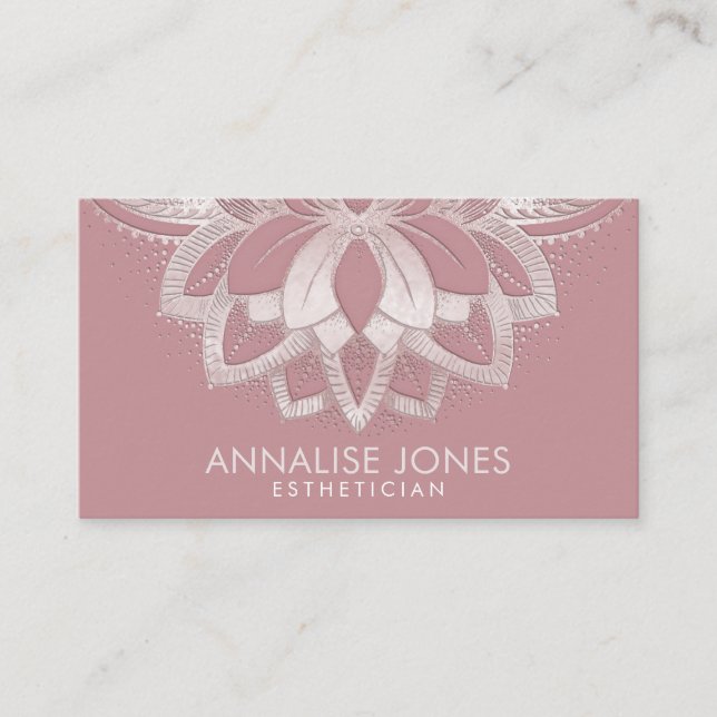 Carte De Visite Elégant Rose Pearl Gold Lotus Flower (Devant)