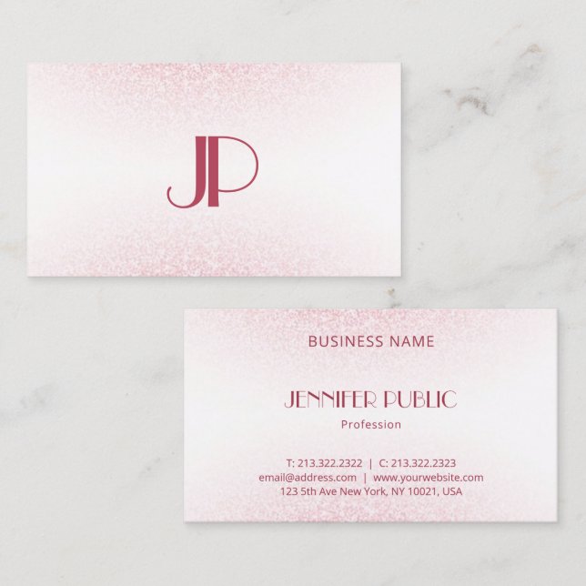 Carte De Visite Élégant rose Rose Parties scintillant or Modèle Mo (Devant / Derrière)
