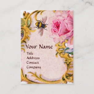 CARTE DE VISITE ÉLÉGANT ROSE ROSE ROSE ET HONEY BEE BEEKEEPER MONO