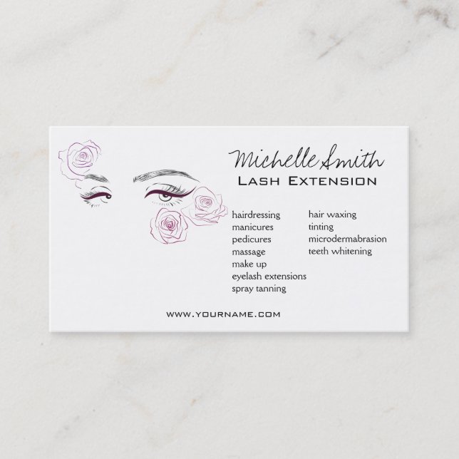 Carte De Visite Elégant rose Roses Floral Aquarelle Beauté Salon (Devant)