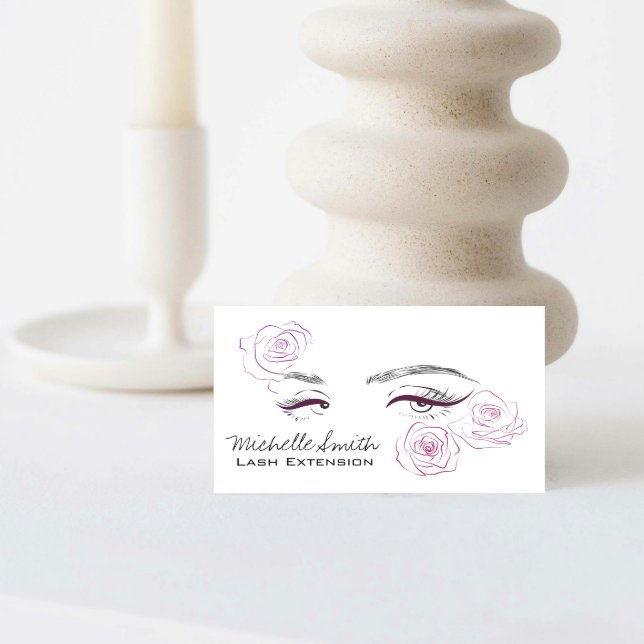 Carte De Visite Elégant rose Roses Floral Aquarelle Beauté Salon (Créateur téléchargé)