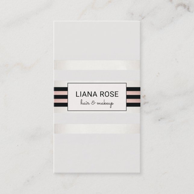 Carte De Visite Elégant Rose tendance Gold Black Stripes Beauté (Devant)
