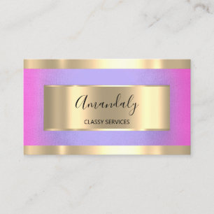 Carte De Visite Élégant rose violet encadré d'or professionnel