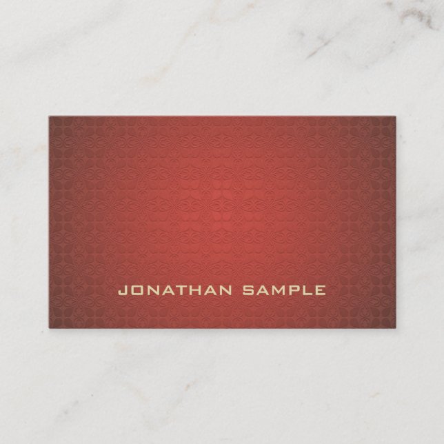 Carte De Visite Elégant Rouge Damas tendance Design artistique Lux (Devant)