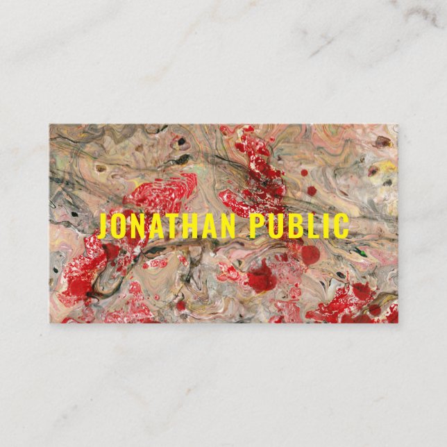 Carte De Visite Élégant rouge moderne Brown Modèle Abstrait (Devant)