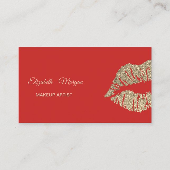 Carte De Visite Élégant Rouge moderne, lèvres de Parties scintilla (Devant)