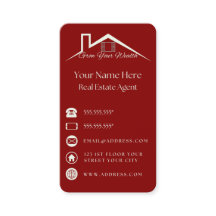 Carte de visite Élégant Rouge Pour Agents Immobili