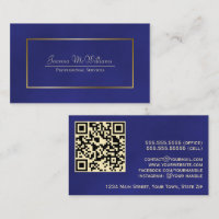 Elégant Royal Blue & Gold Professional QR Code