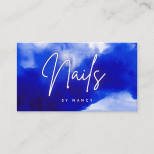Carte De Visite Elégant Royal Blue Smoke & Neon Nail Artist