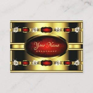 Carte De Visite Elégant Royal Gold et marbre rouge avec diamants