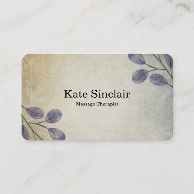 Carte De Visite Elégant Rustique minimal verdure Massage Thérapist (Devant)