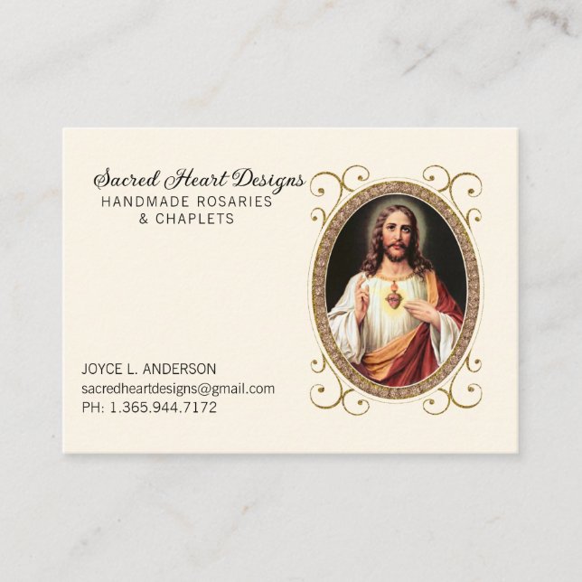 Carte De Visite Élégant Sacré Coeur Jésus Religieux (Devant)