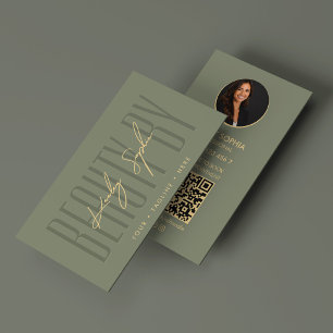 Carte De Visite Élégant Sage Beauté Professionnelle Marquage Photo