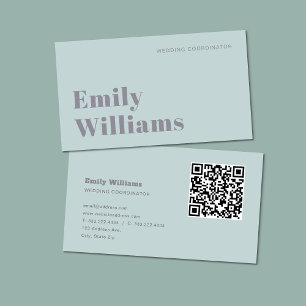 Carte De Visite Élégant Sage Green Simple Professionnel   Code QR