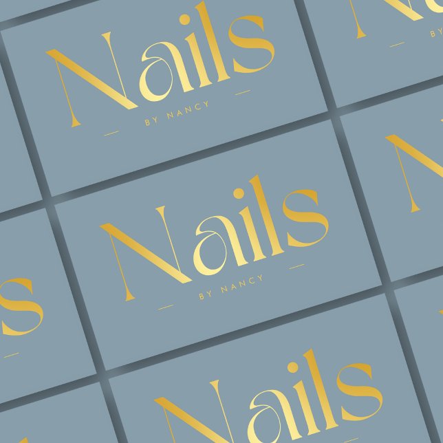 Carte De Visite Elégant Salon à ongles Dusty Blue (Créateur téléchargé)