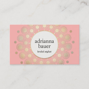 Carte De Visite Elégant salon de beauté rose Mandala Gold