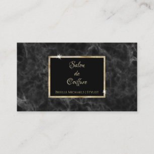 Carte De Visite Elégant salon de coiffure en marbre noir or