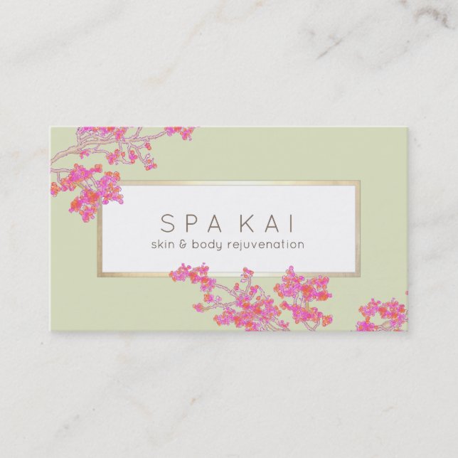 Carte De Visite Elégant salon floral rose et Spa (Devant)