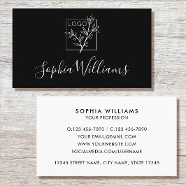 Carte De Visite Elegant Script Custom Logo Modern Black