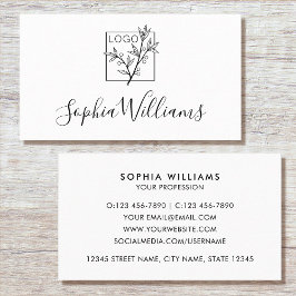 Carte De Visite Elegant Script Custom Logo Modern White