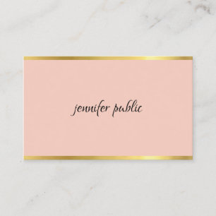 Carte De Visite Élégant Script De Main Cursive Rose Et Or Modern