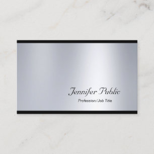 Carte De Visite Élégant Script Glamorisant Argent Moderne Plain Lu