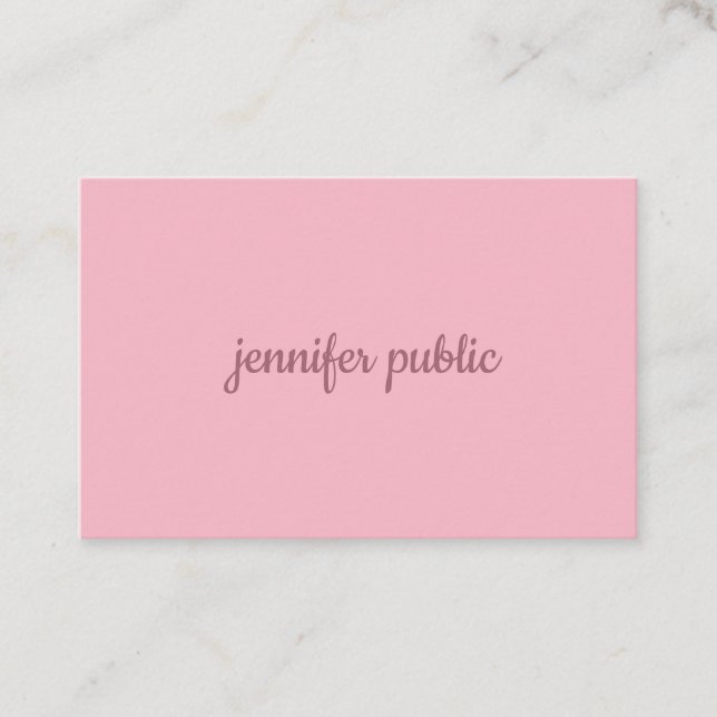 Carte De Visite Élégant script main moderne Texte rose pâle Modèle (Devant)