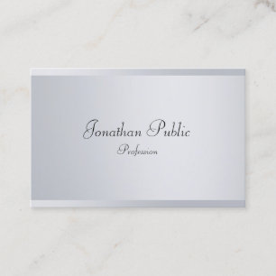 Carte De Visite Élégant script manuscrit Modèle moderne Argent