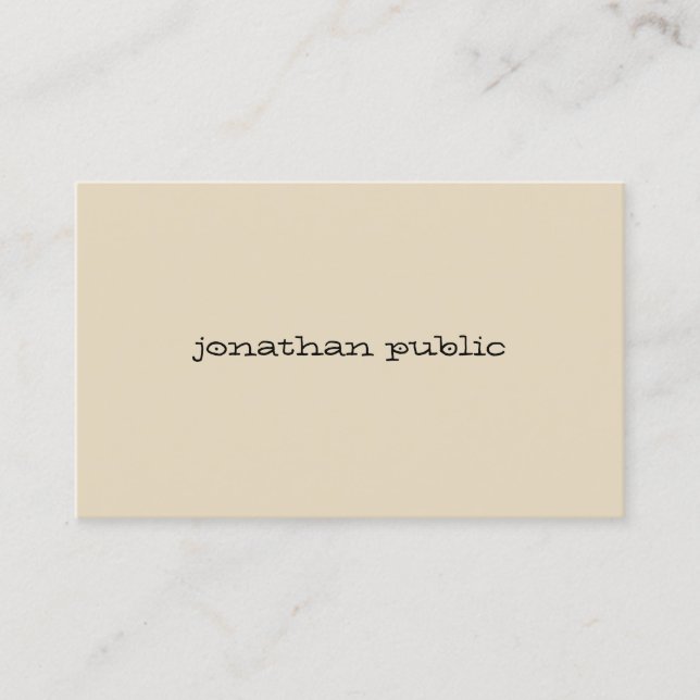 Carte De Visite Élégant Script Moderne À La Main Beige Chic Simple (Devant)