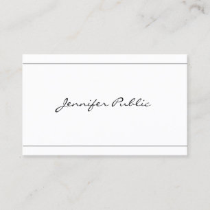 Carte De Visite Élégant Script Moderne Design propre Belle Plaine