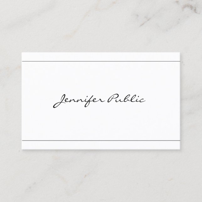 Carte De Visite Élégant Script Moderne Design propre Belle Plaine (Devant)