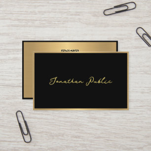 Carte De Visite Élégant script moderne personnalisé Black Gold Oce