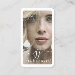 Carte De Visite Élégant script photo Calligraphie Monogramme