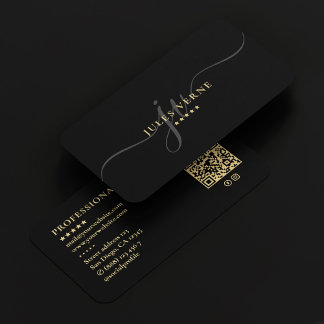 Carte De Visite Élégant script professionnel Monogramme noir minim