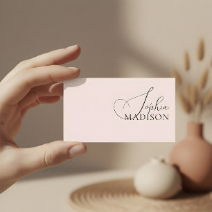 Carte De Visite Élégant script QR Code Blush rose