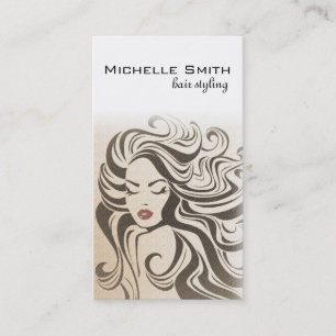 Carte De Visite Élégant Sepia Chic Wavy Hairstyle extensions de ch
